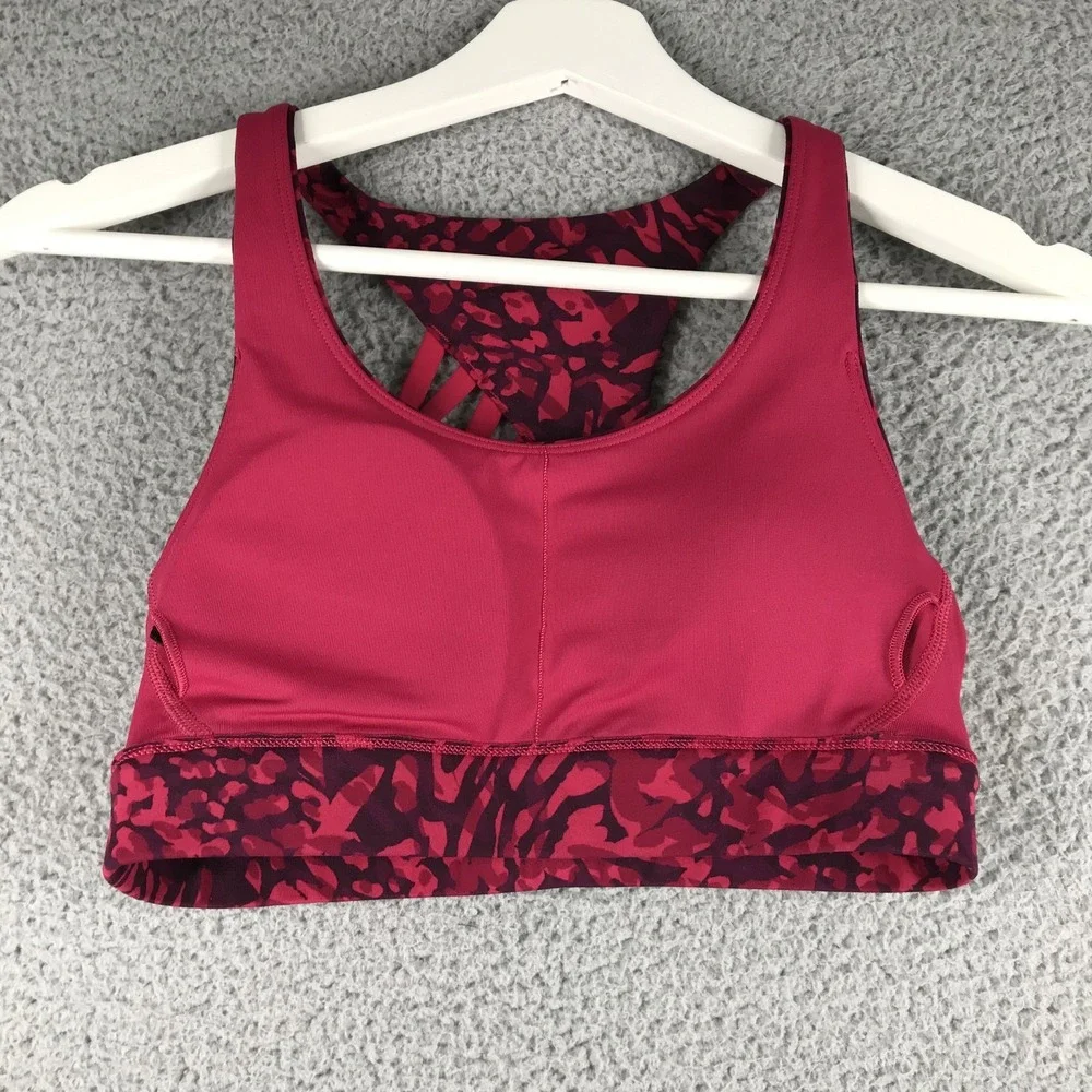 PELOTON Sports Bra Womens Size XS Cadent‎ Strappy Crimson Pattern w/ Padding